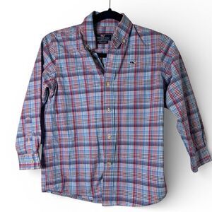 VGC Vineyard Vines Blue/Pink PLAID L/S Button Down Boys SZ 6